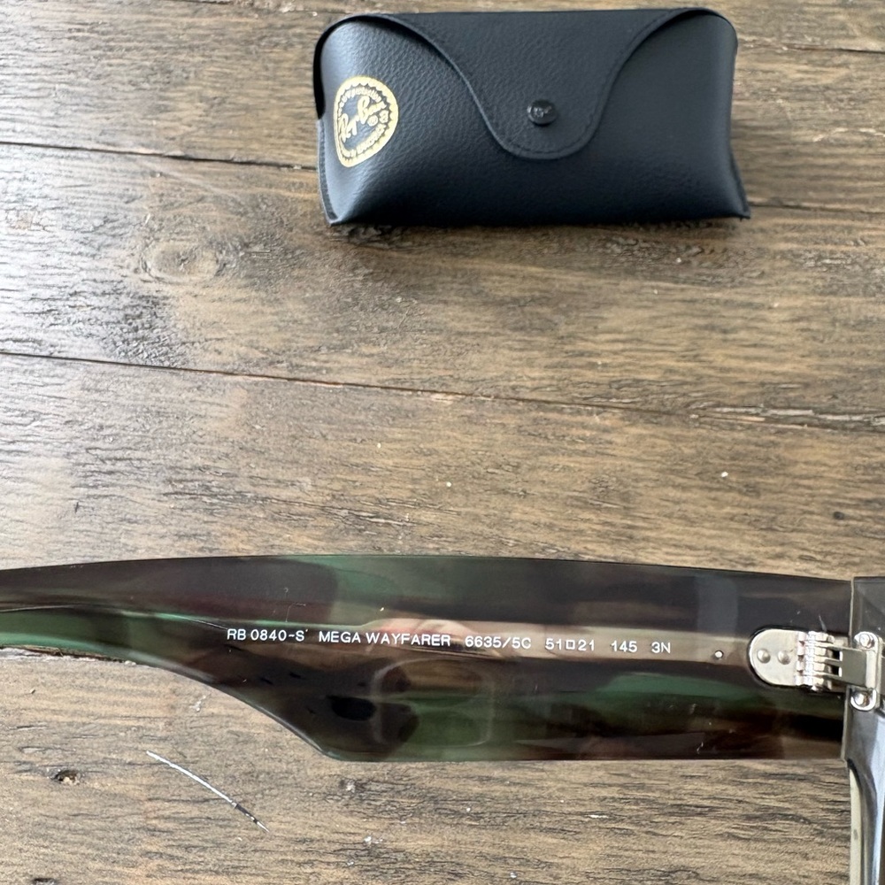 Ray-Ban Mega Wayfarer RB0840-S 6635/5C Transparent Green Sunglasses 51mm - Picture 5 of 8